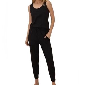 Pact Relaxed Slub Muscle Tee Jumpsuit 100% Organic Cotton Black Pockets Medium